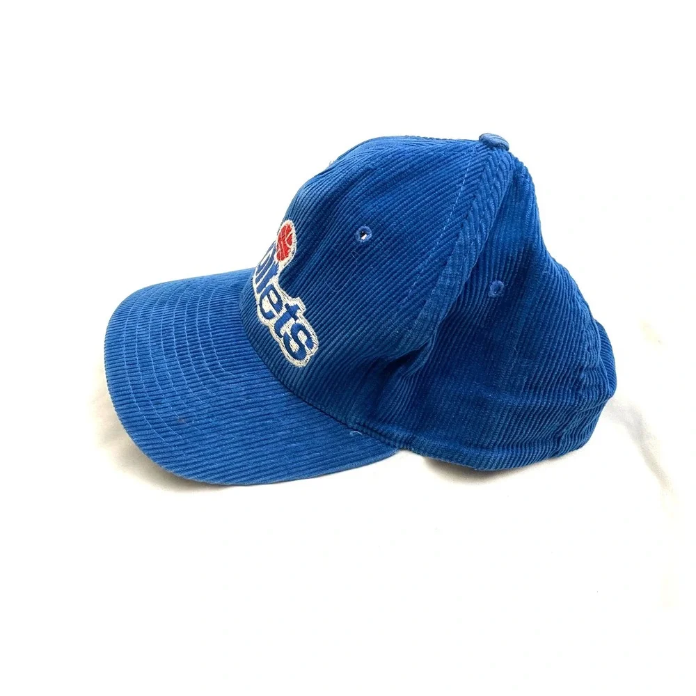 Vintage Washingon Bullets Corduroy Snapback Hat Cap Blue Pro Star NBA 90s
